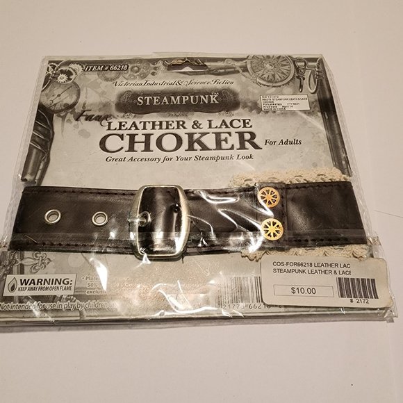 Steampunk Faux Leather and Lace Choker for adults - Picture 5 of 6